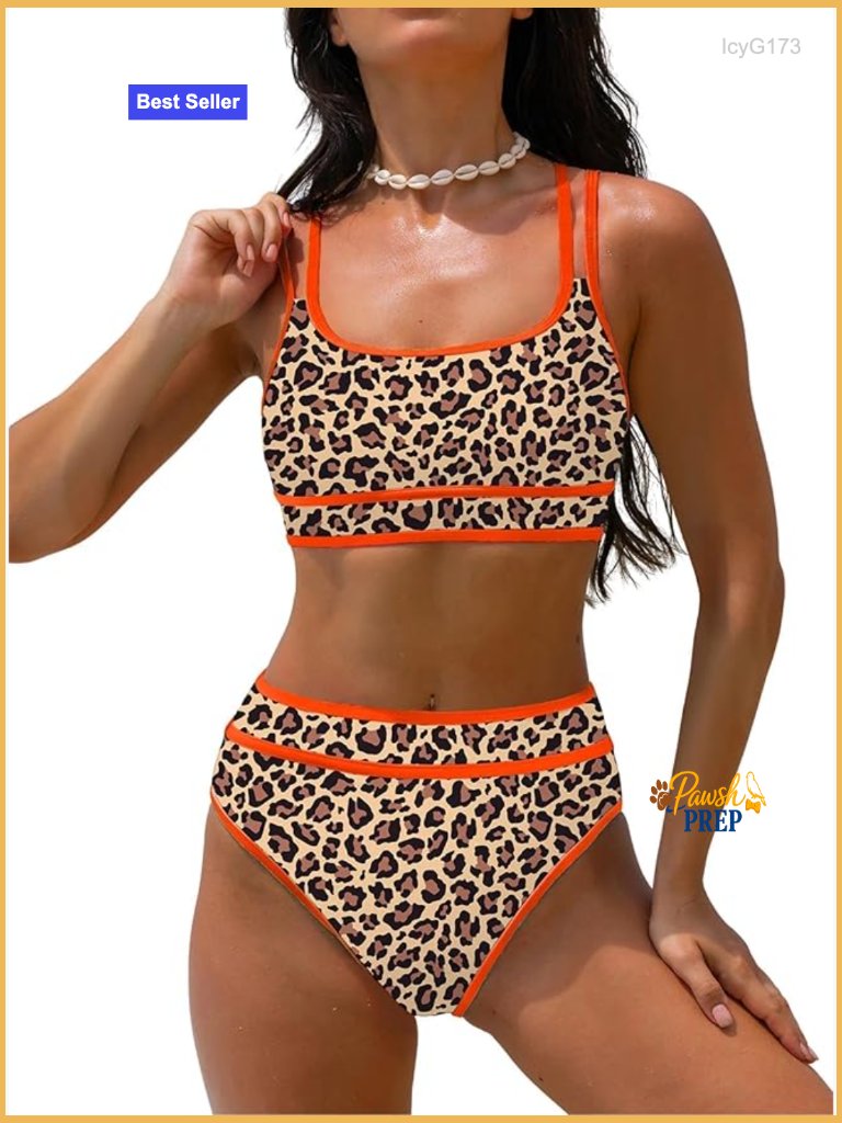 Women's High Waisted Bikini Set Sporty Adjustable Straps Two Piece Swimsuit